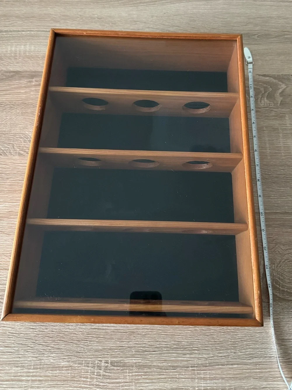 Baseball Solid Wood Display Hanging Wall Case Brown Glass Holds 12 Balls 95’ VTG